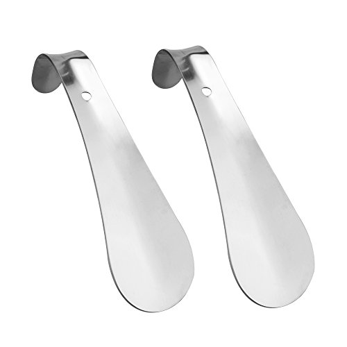 RAHATA 2 Pieces Short Metal Shoe Horn Stainless Steel Professional Shoe Horn
