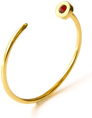 Nail Bracelet in gold or silver inlaid with red stone, Arm bracelet, Arm cuff, Stackable bracelet, Stacking jewelry