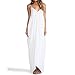 May&Maya Women's Low V-Neck and Low V-Back Maxi Dress (S, White)