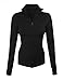 makeitmint Women's Comfy Zip Up Stretchy Work Out Track Jacket w/ Back Pocket SMALL YJZ0002_02BLACK