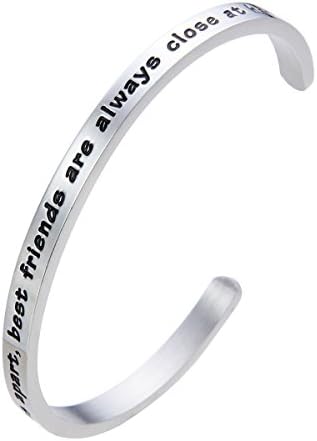 Meibai Long Distance Friendship Best Friends Bracelet Stamped Stainless Steel Cuff Bangle for Sister Bridesmaid