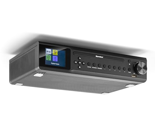Karcher RA 2060D-B - Unterbau-Küchenradio mit CD-Player, DAB+ / UKW-Radio, Unterbauradio mit Bluetooth, Digitalradio mit Wecker, Farbdisplay, USB-Ansc