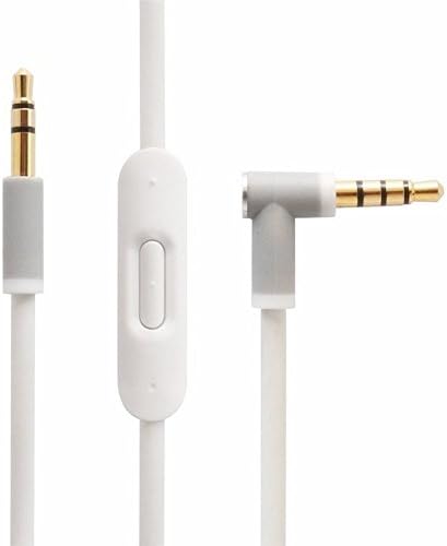 Replacement Audio Cable Cord w/In-line Remote &amp; Microphone for Beats by Dr Dre Headphones Solo Studio Pro Detox Wireless Mixr Executive (White)