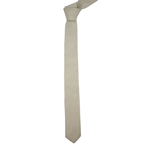 MENDEPOT Silk Necktie With Box Beige Silk Necktie Cream Silk Necktie