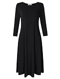 MISSKY Women Pullover 3/4 Long Sleeve/Short Sleeve Pocket Loose Midi Casual Dress