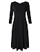 MISSKY Women Short Sleeve and 3/4 Long Sleeve Round Neck Pocket Loose Casual Summer Midi Dress