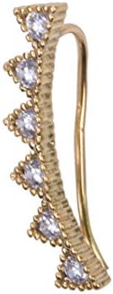 Simply Love 'Gold Triple With Zicron' Climbing Earing Studs 12k-14k Micron Goldfield Climber Ear (one piece) (Triple With Zicron)