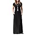 Howstar Women's Casual Long Dress Solid Short Sleeves Maxi Dresses for Ladies Party Dress with Pockets