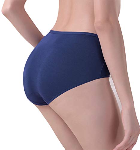 UMMISS Pack of 5 Cotton Underwear Women,Solid Color Cotton Mid Waist Ultra-Soft Panties Briefs for Ladies Female -Multi -XXL - Thumbnail 3