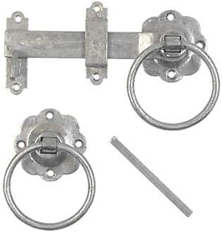 1 Set, Heavy Ring Gate Latch, Garden Gate Lock, Shed Door Lock or External Door Lock, 155mm, Hot Spectra Galvanised