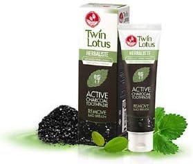 Twin Lotus Active Charcoal Toothpaste Herbaliste Triple Action 150 G. [Free for You Beauty Gift]