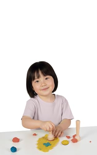 Jovi My First Plasticine - 4 bars of 38 g and 3 wooden stamps Emotions | Super Soft Formula - NO DRYING - For Children Ages 12 Months + - Gluten Free - Encourages Fine Motor Skills