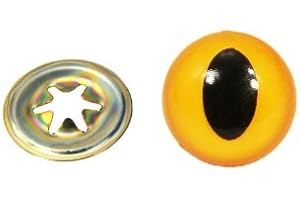 CALCASTLE CRAFT Animal Cat Eyes with Black Centers & Metal Washers (21 mm 4 pcs, Cat Yellow)