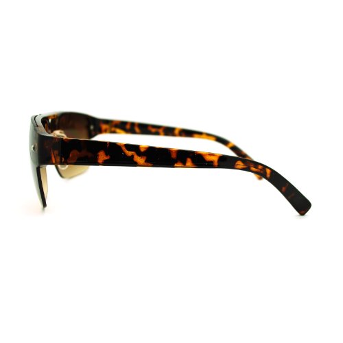 Mens Fashion Sunglasses Half Rim Square Flat Top Frame Tortoise, Brown