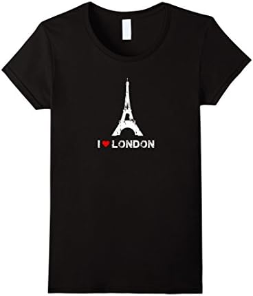 Womens I Love London: Eiffel Tower t-shirt Small Black