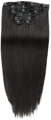 JIAMEISI Black Hair Extensions Clip In 24 Inch 7pcs 100g Human Hair Extensions Clip In Long Straight Hair Extensions Human Hair For Fashion Lady (60cm,#1 Jet Black)