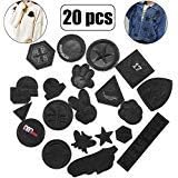 Mix Black Leather Iron on Jacket Patches- Military Embroidery Patches-Star Yeah Number Sew on Applique Patches-Delicate Patches for Women Kids Girls DIY Shoes, Backpacks, Clothes, Costumes Decor