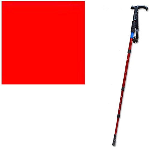 BAOCHI Walking Stick Trekking Pole Hiking Mountaineering Trail Telescoping Ultra Strong Alpenstocks Anti Shock With Reflective Tapeï¼ˆ1 Pieceï¼‰Red