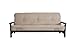DHP Nadine Metal Futon Frame with Espresso Wood Armrests, Full Size, Mattress Not Included