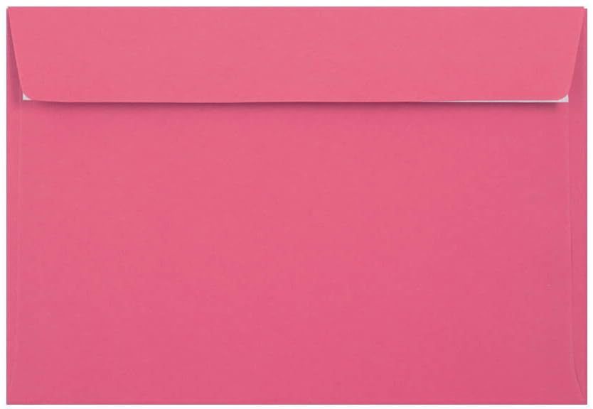 C5 (162x229mm) Coloured Envelopes Perfect for A5 Christmas Cards, Greeting Cards, Wedding Invitations, Crafts and Many More - Pack of 100 envelopes (Bright Pink Peel & Seal)