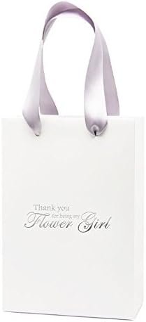 Thank You For Being My Flower Girl Gift Bag Wedding Gift Bag (WhiteSilver), White\Silver
