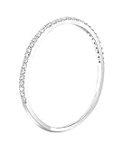 14k White Gold Dainty Half Band Natural Diamond Wedding Anniversary Ring (0.08 cttw, G-H Color)