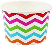 Yocup 4 oz. Chevron Print Rainbow Paper Ice Cream / Frozen Dessert Cup - 50 ct
