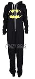 Womens Black Batman Hooded Onesie (Sty) (L, Black)