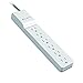 Belkin 6-Outlet Power Strip Surge Protector w/Flat Rotating Plug, 6ft Cord - Ideal for Personal Electronics, Small Appliances and More (1080 Joules), White, 6' primary