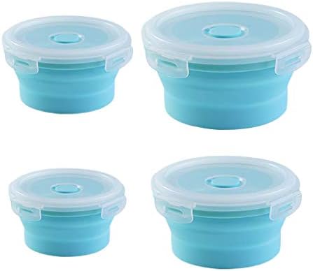 Cuticate シリコーン折りたたみ食品保存容器シリコーン弁当箱シリコーン弁当箱bpaフリー電子レンジ食器洗い機冷凍庫安全 1セットトニーボウルブルー