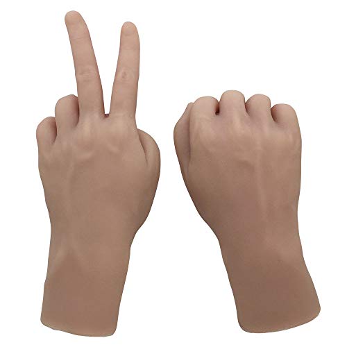 1 Pair Silicone Life Size Male Mannequin Hand Display Jewelry Bracelet Display Art Sketch with Bone