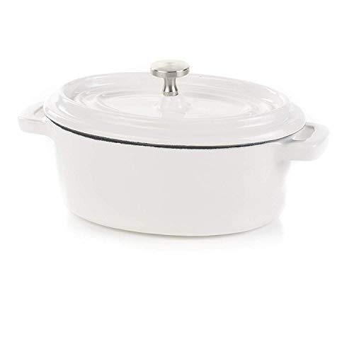 IMPULSE! Fonda 7 oz Cast Iron Mini Oval Cocotte, Set of 4 (White), Safe