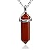 Amandastone Red Jasper Gemstone Hexagonal Pointed Reiki Chakra Pendant Necklace 18