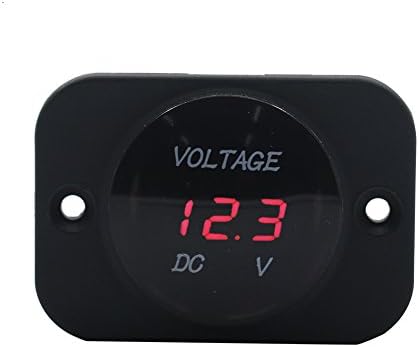 GYMNASTIKA Car Motorcyle LED Digital Voltmeter Waterproof Voltage Meter Gauge for Marine ATV UTV Camper 12-24V (Red Light)