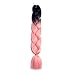 Lady Corner Ombre Braiding Hair 24inch Jumbo Braids High Temperature Fiber Synthetic Hair Extension 5pcs/Lot 100g/pc for Twist Braiding Hair (24inch(Pack of 5), Black-Smoke Pink)