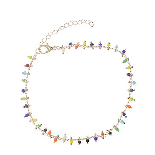 Shegirl Boho Bead Anklet Bracket Beach Colorful Beaded Anklet Chain Charm Gold Foot Jewelry for Women and Girls