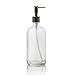 2 Pack, 16 oz. Liquid Soap Dispenser with Polished Pump, BONUS PUMP included, Refillable Round Clear Glass Bottle, Perfect for Liquid Soap, Essential Oils and Lotions, By California Home Goods
