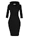 MISSKY Women Stripe Pocket Knee Length Slim Casual Pullover Hoodie Dress