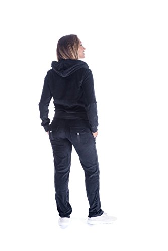 Mother's Day Sale! - Womenâ€™s Soft Active 2 Piece Velour Hoodie & Pants Tracksuit Set (XXX-Large, Black)