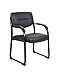 Boss Office Products Leather Sled Base Side Chair with Arms in Black