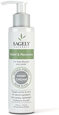 Natural Pain Relief Cream by Sagely Naturals - Hemp Oil and Essential Oil Based Ingredients - 4 oz