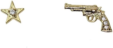 Amazon Co Jp ピアス シルバーポスト 星 スター ピストル ストーン 両耳 ジュエリー