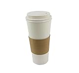 50 Sets Coffee Cups Disposable with Lids & Sleeves Hot Coffee Cups with Lids & Sleeve Holders (24oz)
