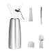 CoZroom Professional Whipped Cream Dispenser (1 Pint) - Brushed Aluminum Body with 3 Decorating Tips – Compatible with all 8 gram N20 Cartridges (Not Included)