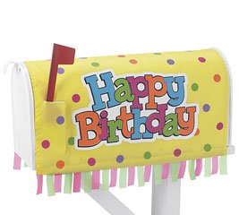 Yellow Festive Happy Birthday Mailbox Cover