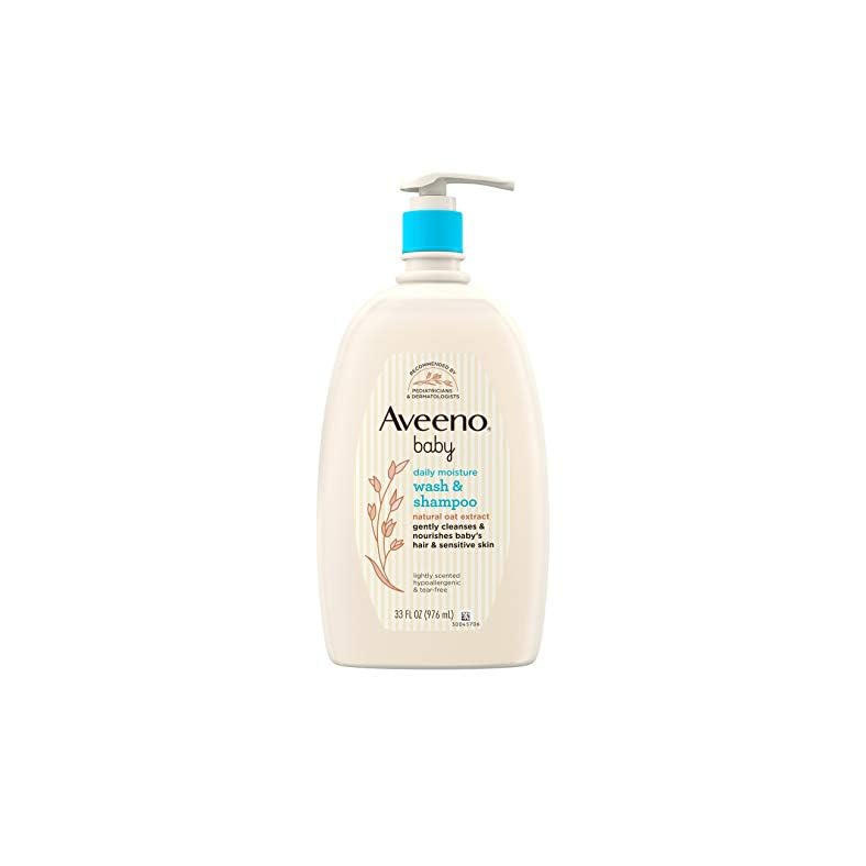 Aveeno Baby Daily Moisture Gentle Bath Wash & Shampoo with Natural Oat Extract, Hypoallergenic, Tear-Free & Paraben-Free…