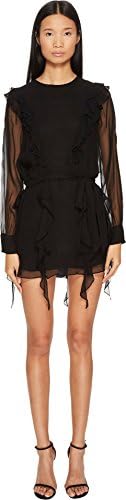 THOMAS WYLDE Women's Usbeorn Flutter Silk Chiffon Dress Black Medium
