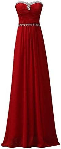 oppicong Women's Plus Size Bridal Gown Handmade Gemstone Strapless Long Dress