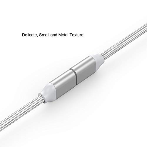 EMATETEK Braided Extension Connector Cable Female to Male Pass Video Audio Music Photo Data and Charge. 1PCS 3.3Feet Male to Female Extender Cord Made of Sliver Aluminum & White Braided.