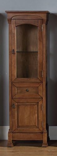 James Martin Furniture Linen Cabinet in Country Oak Finish , Brass